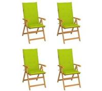 Lot de 4 chaise vidaxl en teck pliable exterieur H. 100 cm bois Vert G
