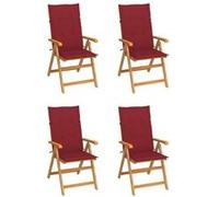 Chaises De Jardin 4 Pcs Avec Coussins Bordeaux Bois De Teck Vidaxl Vidaxl