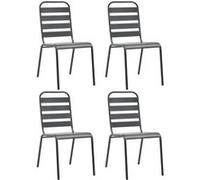 Lot de 4 chaise vidaxl exterieur empilable non pliable en acier H. 84 cm gris Gris G