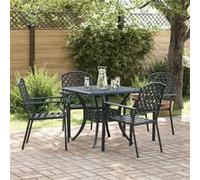 Chaise Empilable d'Extérieur Siège Meuble Patio Terrasse Acier Noir vidaXL