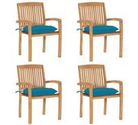Lot de 6 Chaises de Jardin Empilables avec Coussins Siège Teck Solide vidaXL