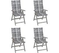 Chaises inclinables de jardin lot de 4 et coussins Bois acacia G