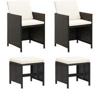 Jeu de Chaise et Tabouret de Jardin 4 pcs Résine Tressée Marron Patio vidaXL