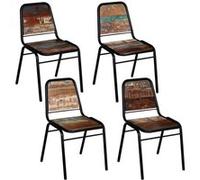 Lot de 4 chaise vidaxl interieur non pliable H. 89 cm en bois Multicolore G