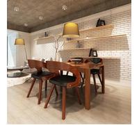 Chaises De Salle À Manger 4pcs Marron Bois Courbé Et Similicuir Marron