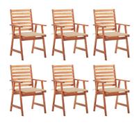 Lot de 4 Chaises à Manger d'Extérieur avec Coussins Siège Acacia Massif vidaXL