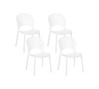 Lot de 4 Chaises à Manger en Plastique Empilables Polyvalentes Blanc Ostia