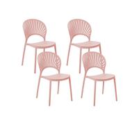 Beliani Lot de 4 Chaises à Manger en Plastique Empilables Polyvalentes Rose Ostia