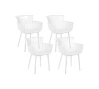 Lot de 4 Chaises à Manger en Plastique Polyvalentes avec Accoudoirs Blanc Pesaro