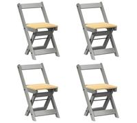 Lot de 4 Chaises à manger pliables - COCO - Petit meuble de Salon - Bois de pin massif - Gris - 40x47x71 5 cm &86hts14w