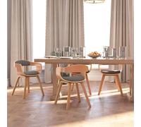 Lot de 4 Chaises à Manger Sièges Cuisine Gris Clair Bois Courbé et Tissu vidaXL