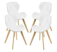 [en.casa] Lot de 4 Chaises de Salle à Manger Design Intemporel Set de 4 Fauteuils Rembourrés pour Cuisine Salle à Manger Salon Capacité 120 kg Simili Bois de Hêtre 78 x 47 x 52 cm Blanc