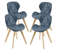 Lot de 4 chaise de bureau en casa en bois non empilable non pliable interieur H. 49 cm bleu Bleu Effet Hêtre G