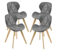 [en.casa] Lot de 4 Chaises de Salle à Manger Design Intemporel Set de 4 Fauteuils Rembourrés pour Cuisine Salle à Manger Salon Capacité 120 kg Simili Bois de Hêtre 78 x 47 x 52 cm Gris