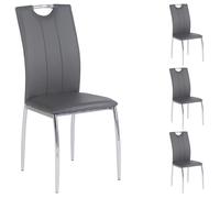 IDIMEX Lot de 4 chaises de Salle à Manger Apollo piètement chromé revêtement synthétique Gris