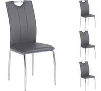 IDIMEX Lot de 4 chaises de Salle à Manger Apollo piètement chromé revêtement synthétique Gris