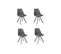 - Lot de 4 chaises avec coussin ATOME - Gris foncé - Atome