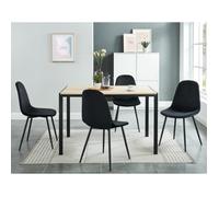 Lot de 4 chaises - BAÏTA - Gamme LENA - Velours noir pieds métal noir