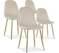 Lot de 4 chaises Bali velours beige pieds or