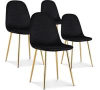 Lot de 4 chaises Bali velours noir pieds or
