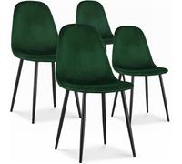 Lot de 4 chaises Bali velours vert pieds noir