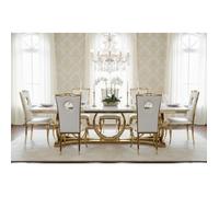 Lot de 4 Chaises Baroque ROYAL Gold Simili Blanc