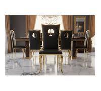Lot de 4 Chaises Baroque ROYAL Gold Simili Noir