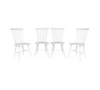 Lot de 4 chaises blanches à barreaux en bois d'hévéa. ROMIE. L 50.8 x P 44.2 x H 90cm