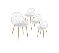 TRESSIE - Lot de 4 Chaises Blanches Coque Arrondie