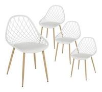 Lot de 4 Chaises Blanches Coque Arrondie - TRESSIE - ALTOBUY Blanc G