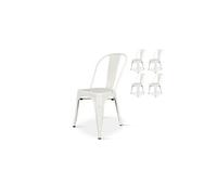 Kosmi Lot de 4 chaises en métal Blanc Mat - Style Industriel