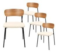 Lot de 4 chaises bois et métal assise en tissu bouclettes - KILPA - ALTOBUY Blanc G