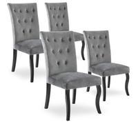 Lot de 4 Chaises capitonnées Chaza Velours Gris