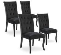 Lot de 4 chaises capitonnées Chaza Velours Noir