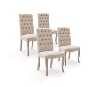 Lot de 4 chaises capitonnées Jade tissu beige