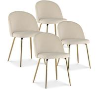 Lot de 4 chaises Cecilia Velours Beige pieds or