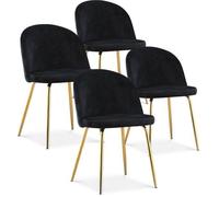 Lot de 4 chaises Cecilia Velours Noir pieds or