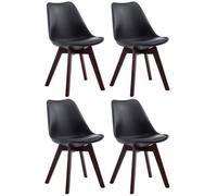 CLP Lot de 4 chaises de salle à manger Borneo V2 en similicuir , Noir /Noyer Noir G