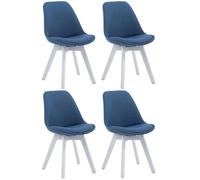 Lot de 4 Chaises - CLP - Borneo V2 - Tissu - Pieds en Bois - Bleu