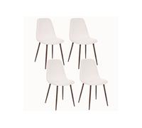 - Lot de 4 Chaises confortables en polyester effet bouclette et pieds en fer Roka - Blanc - Roka