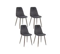 - Lot de 4 Chaises confortables en polyester effet velours et pieds en fer Roka - Gris ardoise - Roka