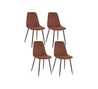 - Lot de 4 Chaises confortables en polyester effet velours et pieds en fer Roka - Rouge Terracotta - Roka