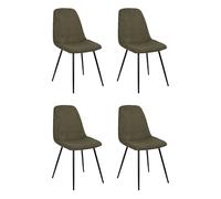 Lot de 4 Chaises - HOME DECO FACTORY - Côtelé Scott - Confort - Vert et noir