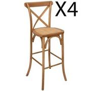 PEGANE Lot de 4 chaises de Bar, chaises Hautes en Bois Coloris Naturel - Longueur 47 x Profondeur 52 x Hauteur 110 cm