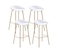 Beliani Lot de 4 Chaises de Bar de Salle à Manger en Matériau Synthétique Polyester Pieds en Fer et Bois Blanc Venlo