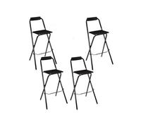Toilinux - Lot de 4 Chaises de bar pliante Louna - H. 97,5 cm - Noir