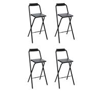 Lot de 4 Chaises de Bar Pliantes "Louna" 97cm Noir