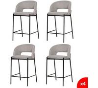 Lot de 4 chaises de bar, tabourets tissus gris - pieds en métal noir - KRISTEN Gris G