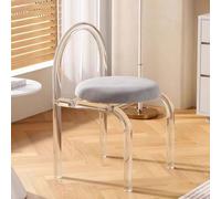 Lot de 4 chaises de coiffeuse en acrylique avec coussin en velours transparent pour chambre à coucher, salle de maquillage, salon, bureau