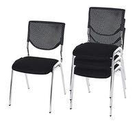 Lot de 4 chaises de conférence / visiteur T401, empilable siège noir, pieds chromés